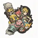 Borderlands, fallout, final space, haunter Pokemon theme forearm sleeve tattoo design idea