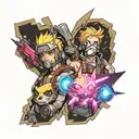 Borderlands, fallout, final space, haunter Pokemon theme forearm sleeve tattoo design idea