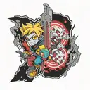 Borderlands, fallout, final space, haunter Pokemon theme forearm sleeve tattoo design idea