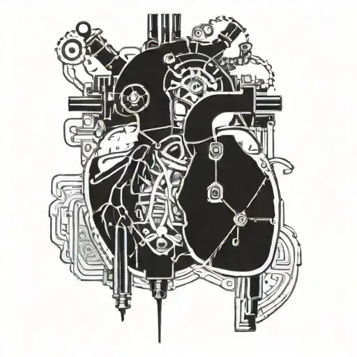 Incorporate a blueprint design into a mechanical heart tattoo tattoo design idea