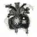 Incorporate a blueprint design into a mechanical heart tattoo tattoo design idea