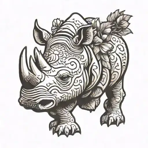 Common rhinoceros tattoo design idea