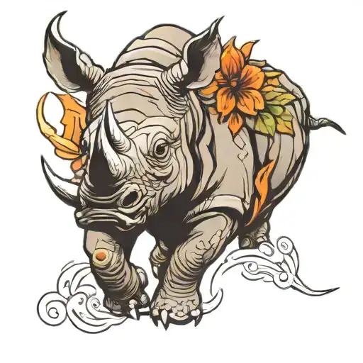 fierce rhinoceros tattoo design idea