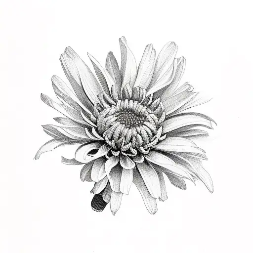 Bouquet of chrysanthemum daffodil and aster tattoo design idea
