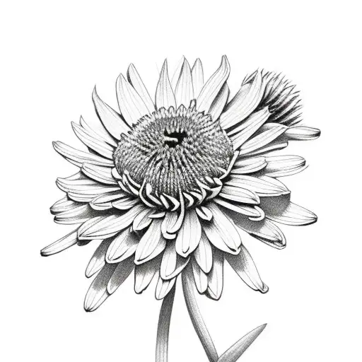 Bouquet of chrysanthemum daffodil and aster tattoo design idea