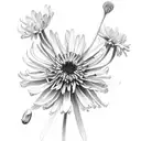 Bouquet of chrysanthemum daffodil and aster tattoo design idea