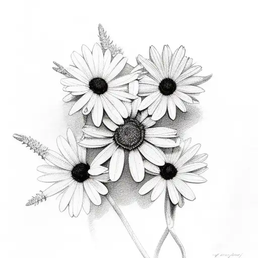 trio of daisies tattoo design idea