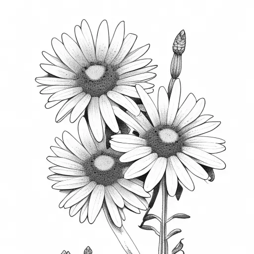 trio of daisies in a line tattoo design idea