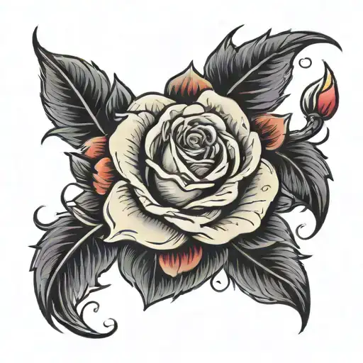 Fire and Roses tattoo design idea