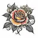 fire and rose tattoo design idea