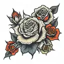 Fire and Roses tattoo design idea