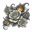 Fire and Roses tattoo design idea