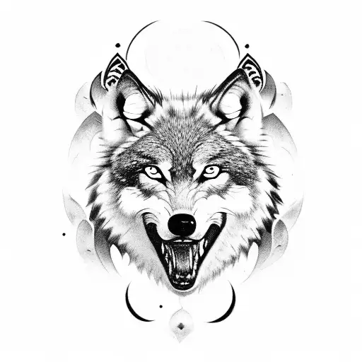 wolf  teeth showing tattoo design idea