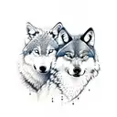 adult wolf with 2 cubs tattoo design idea