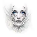 dove face tattoo design idea