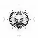 half eagle face half clock tattoo design idea