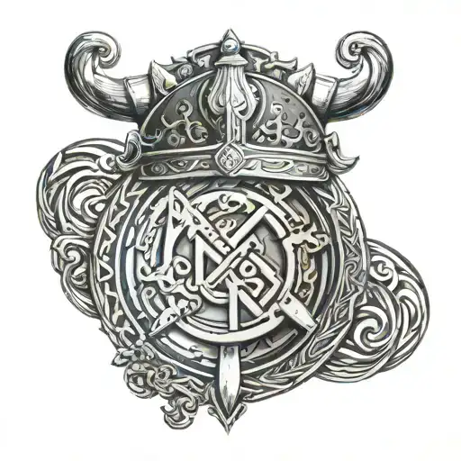 Viking tattoo design with the Real Madrid crest tattoo design idea