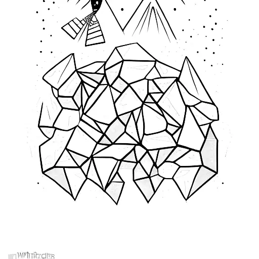 A rhombus shape with a penguin inside braking out of ice tattoo design idea