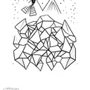 A rhombus shape with a penguin inside braking out of ice tattoo design idea