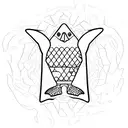 A rhombus shape with a penguin inside braking out of ice tattoo design idea