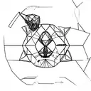 A rhombus shape with a penguin inside braking out of ice tattoo design idea