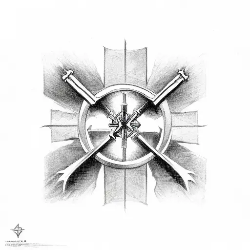 Christian Cross crossed with a sword tattoo design idea