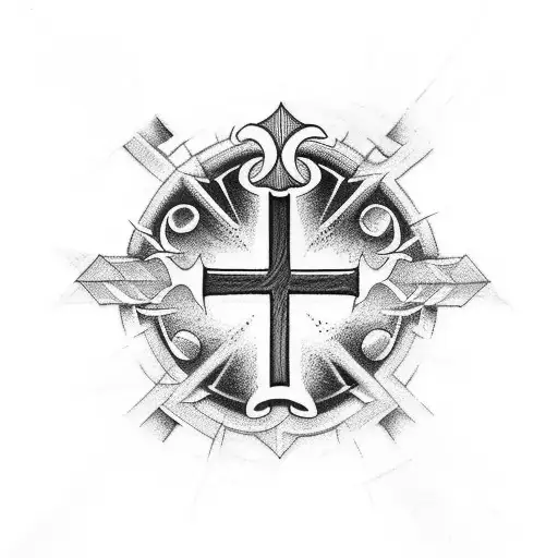 Christian Cross with a sword tattoo design idea