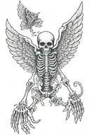 WINGS  WINGS WITH SKELETON HANDS AND WALK PAST tattoo design idea