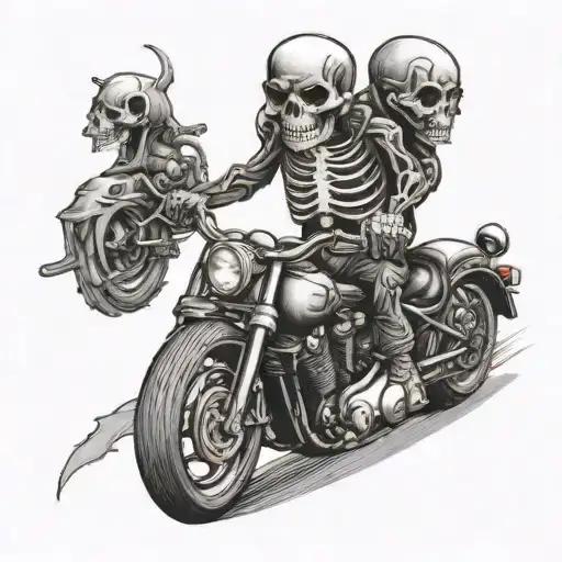 skeleton riding motorcycle riding tattoo design idea