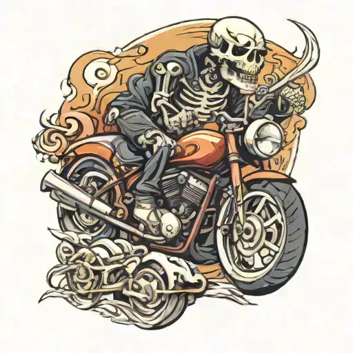 skeleton motorcycle tattoo design idea