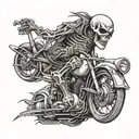 skeleton riding motorcycle riding tattoo design idea