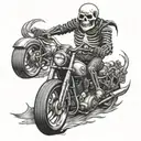 skeleton riding motorcycle riding tattoo design idea