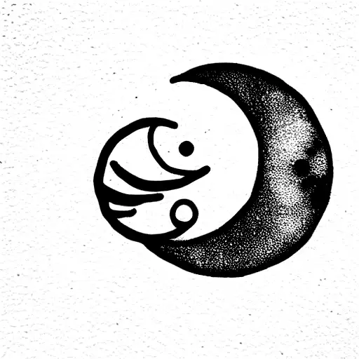 Moon and hindi name, "Manju" tattoo design idea