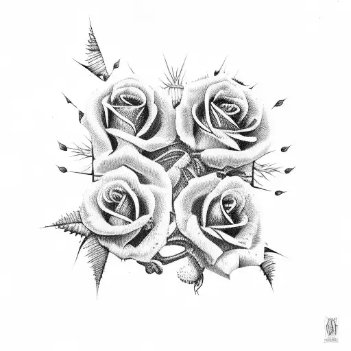 guns n roses with thorns tattoo design idea