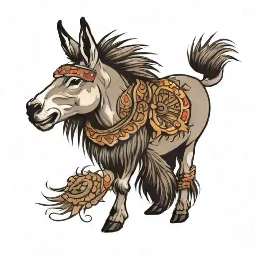 donkey wearing lion pelt tattoo design idea