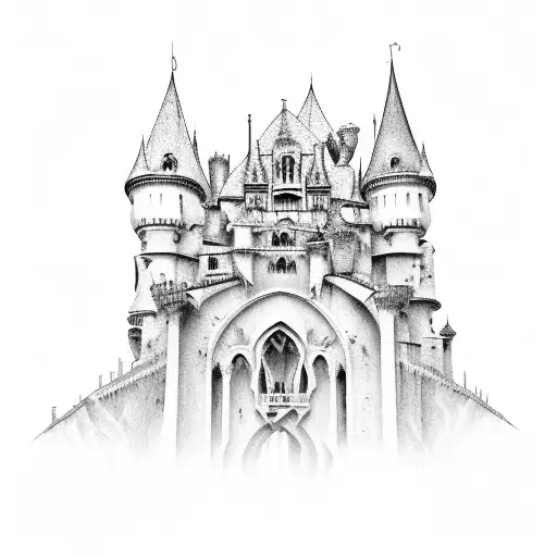 gothic dark castle  tattoo design idea