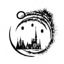  gothic dark castle moonlight  tattoo design idea