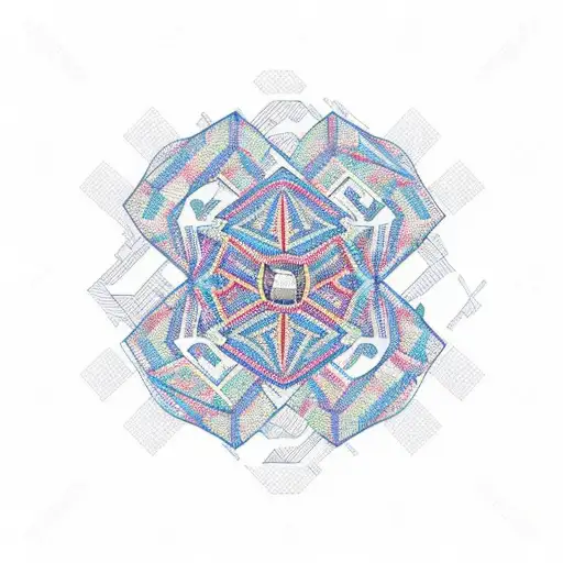 A baseball diamond transformed into a complex geometric pattern with an eagle perched on one of the bases tattoo design idea