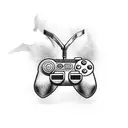 A video game controller merged with a movie reel tattoo design idea