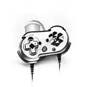 A video game controller merged with a movie reel tattoo design idea