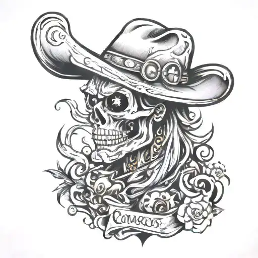 cowboy ghost tattoo design idea