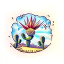 wheat field and cactus tattoo design idea