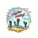 wheat field and cactus tattoo design idea