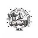 wheat field and cactus tattoo design idea