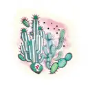 wheat field and cactus tattoo design idea