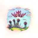 wheat field and cactus tattoo design idea