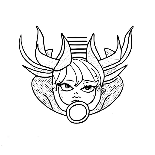 Devil horn girl red tattoo design idea