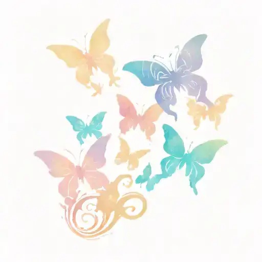 A tribal design incorporating lupus paw prints and butterfly silhouettes tattoo design idea