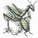 praying mantis holding a black tattoo design idea