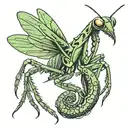 praying mantis holding a black tattoo design idea